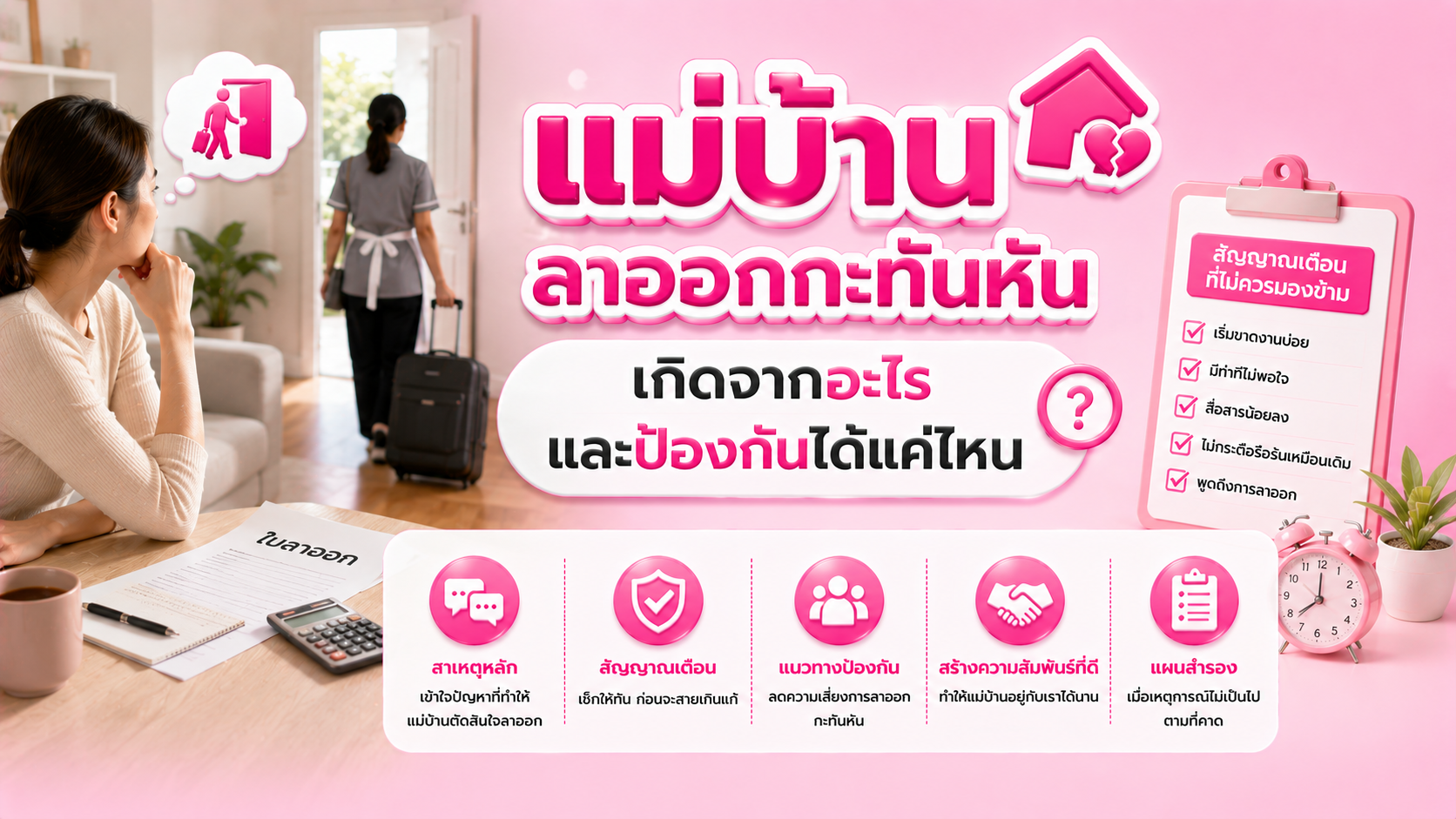 แม่บ้านลาออกกะทันหันเกิดจากอะไรควรแก้ที่ระบบงานก่อน|วางระบบงานบ้านให้คนอยู่ยาวด้วยการสื่อสารกับแม่บ้านอย่างมืออาชีพ