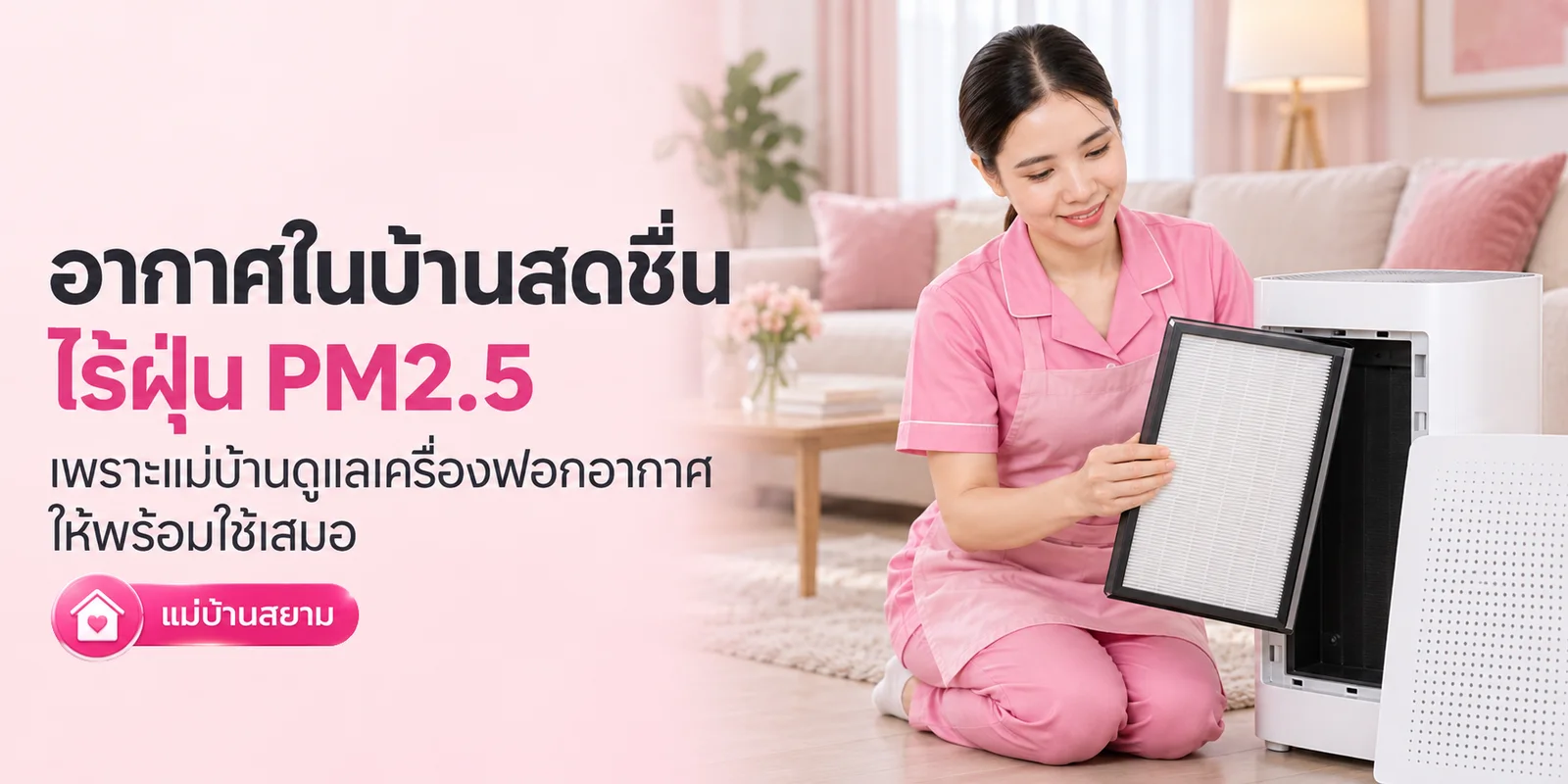 อากาศในบ้านไร้ฝุ่น ด้วยแม่บ้านดูแลเครื่องฟอกอากาศ