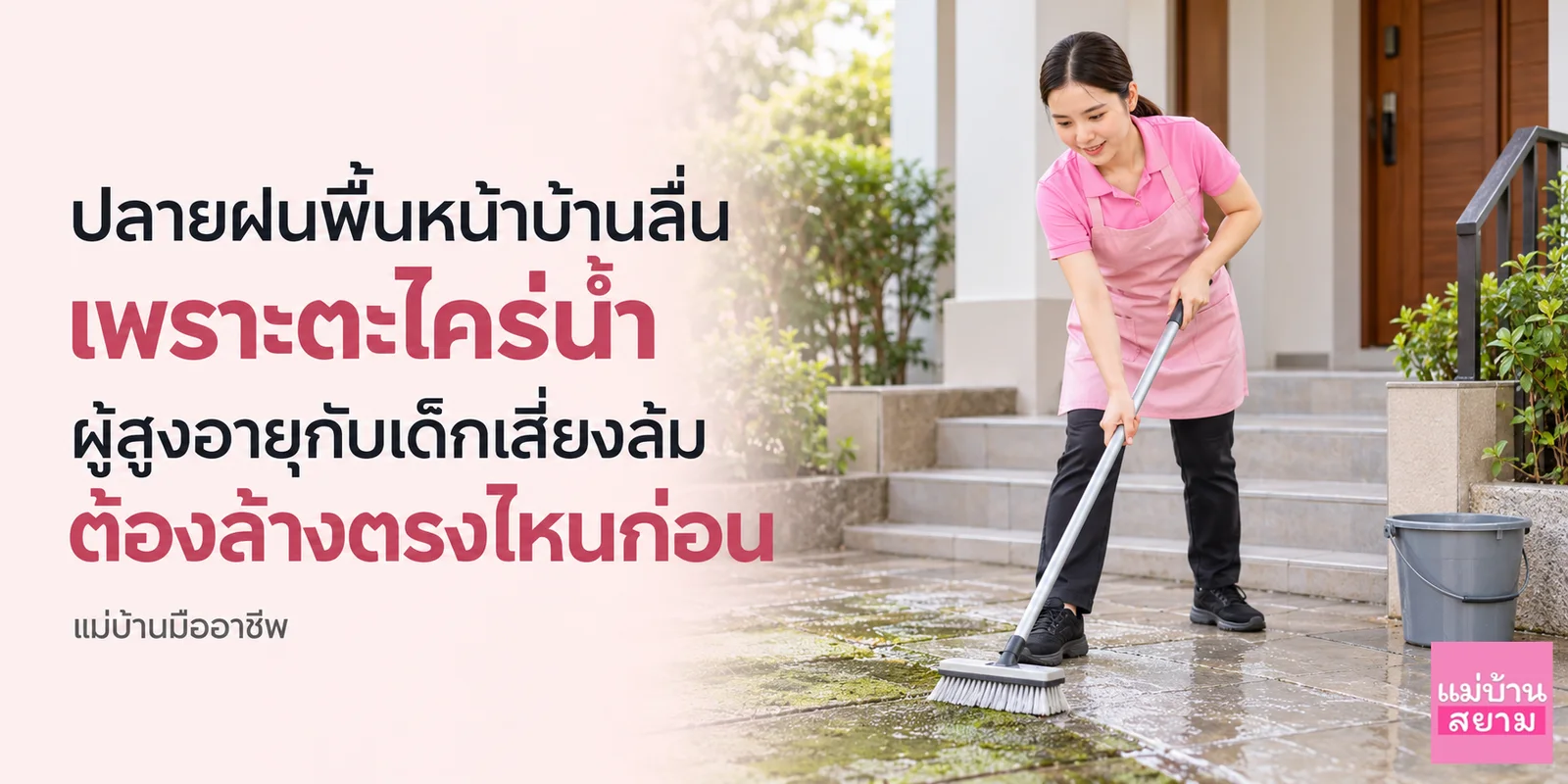 ตะไคร่น้ำที่พื้นหน้าบ้านปลายฝน